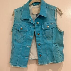 Escada electric blue jean vest . Size 38 . Would fit s/m